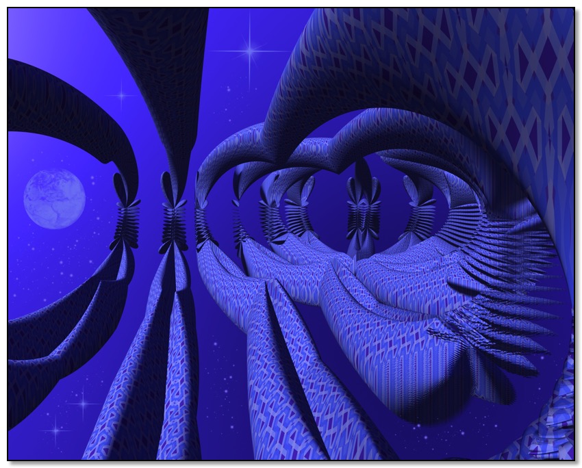 Gingezel blue 3D fractal with stars